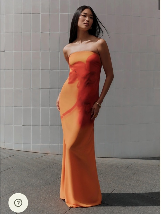 Meshki Amaya Strapless Chiffon Maxi Dress - Koi Orchid Print. - Picture 2 of 6